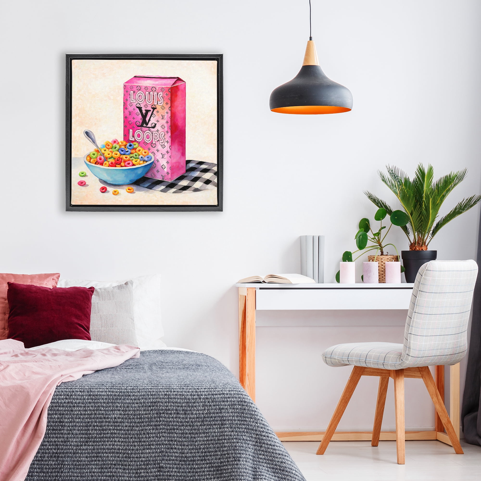 Stupell Industries Fashion Loops Cereal Black Framed Floater Canvas Wall Art, design by Grotto Studios