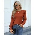 thumbnail image 5 of Zeagoo Womens Elegant Knitted Shirts Lightweight Round Neck Blouse Tops Long Puff Sleeve Pullover Sweater, 5 of 9