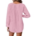 thumbnail image 4 of Dvprdro Womens V Neck Long Sleeve Button Down Shirts Cotton Solid Blouses Casual Loose Tops, 4 of 6
