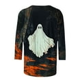 thumbnail image 4 of VKOYWKM Womens Halloween Ghost T-Shirts 3/4 Sleeve Tops Spooky Graphic Tees Fall Crew Neck Loose Fit Party Halloween T-Shirts, 4 of 5