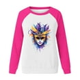 thumbnail image 4 of Byworldtasic Mardi Gras Long-Sleeve T-Shirt for Women Plus Size Raglan Sleeve Carnival Graphic Top, 4 of 6