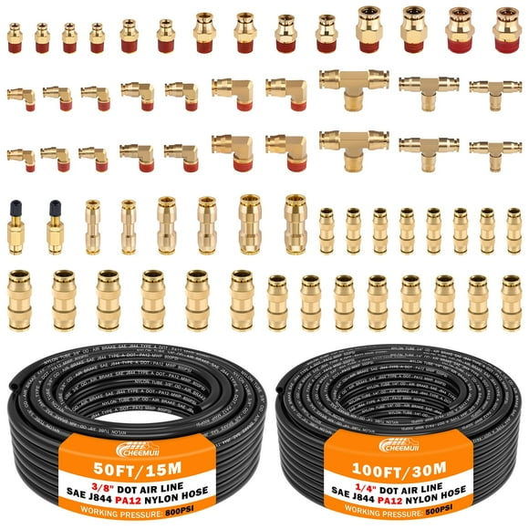 Accesorios de línea de aire CheemuII, 64 piezas con línea de aire de 30 m 1/4 y 15 m 3/8