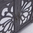 thumbnail image 6 of CQSXDA Modern Hollow-Carved Accent Cabinet with 2 Acrylic Mirrored Doors, MDF Sideboard for Living Room and Dining Storage, Dark Brown, 6 of 15