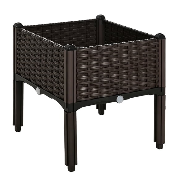 Anxingo Plastic Raised Garden Bed with Legs, Outdoor Garden Planter Box for Vegetables and Flowers 15.75" x 15.75" x 14.57"