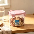 thumbnail image 4 of JHyouerji Clear Plastic Storage Canister Pink Stackable Dry Food Container Jar for Pantry Grains Nuts Cereals Snacks and Kitchen Organization, 4 of 6