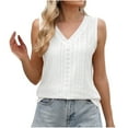thumbnail image 2 of Womens Tank Tops Plus Size under $5 Sleeveless V Neck Solid Loose Casual T-shirt White M, 2 of 5