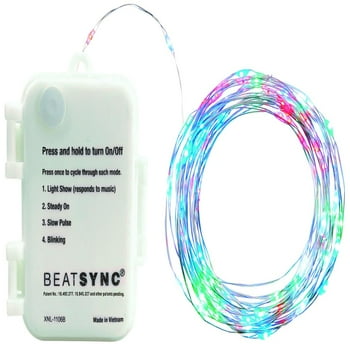 BeatSync Sound Responsive 50-Count String Lights in Christmas Colors