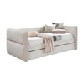 thumbnail image 2 of Wemy Daybed w Pull Out Trundle- Modern Ivory Chenille Upholstery, 2 of 7