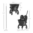 thumbnail image 3 of Mop Bucket with Wringer on Wheels - 27.5 Quart Floor Cleaning System - Black - Includes Mop & Handle - Down Press Wringer - Heavy Duty Commercial Home Use, 3 of 9
