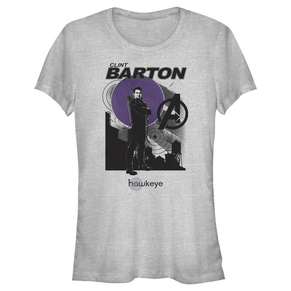 Junior's Marvel Hawkeye Clint Barton Portrait  Graphic Tee Athletic Heather Medium