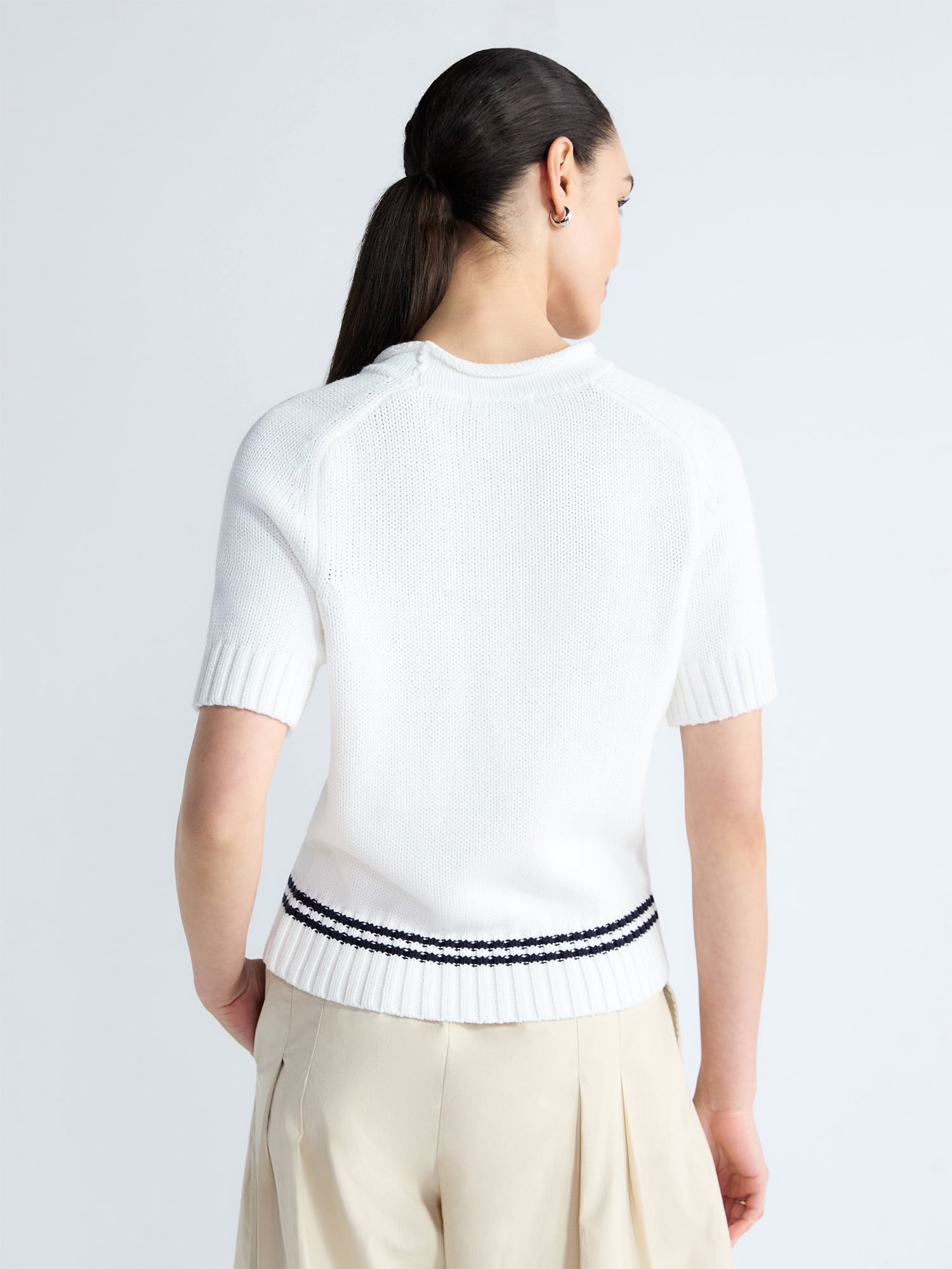 Free Assembly Women's and Women's Plus Roll Neck Cotton Sweater with Short Sleeves, Sizes XS-4X