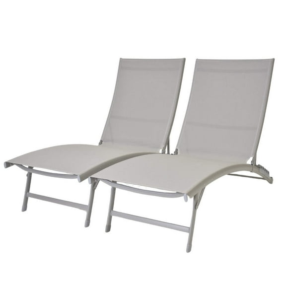 Vivere Clearwater Aluminum Lounger Set Made with Premium Phifertex Outdoor Fabric (265 lb Capacity)  River Pebble