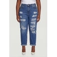 thumbnail image 3 of Women's Plus Size WAX Rolled Cuff Distressed Mom Jeans, 3 of 4