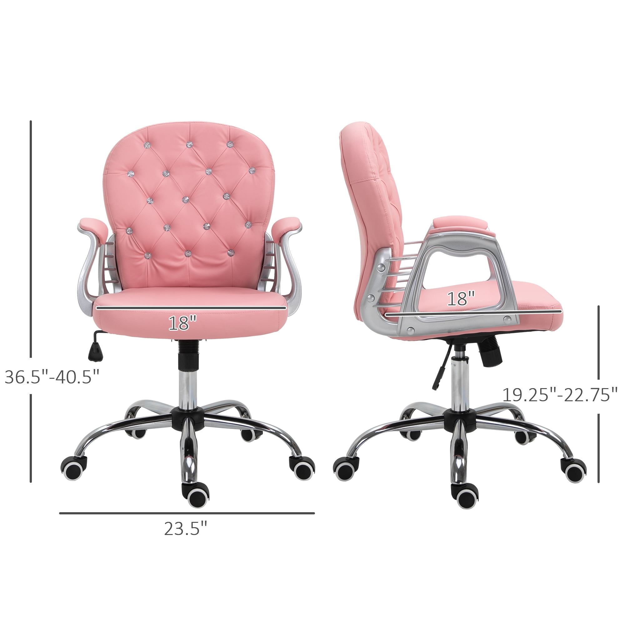 Vinsetto Indoor Height Adjustment and Armrest Office Desk Chair, Pink