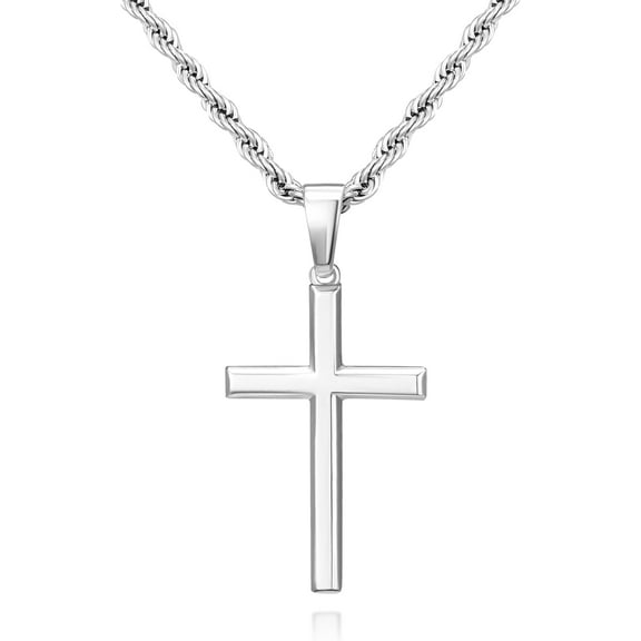 Miren 925 Sterling Silver Cross Necklace for Men, Hypoallergenic Cross Pendant with Secure Lobster Clasp, Gold Religious Jewelry Gift for Baptism/Easter/Father's day