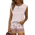 thumbnail image 4 of Two Piece Sets for Women Trendy Short Sets Beach Vacation Clothes Airport Travel Cruise Summer Outfits Light pink 2XL, 4 of 6