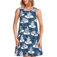 thumbnail image 1 of KLL Motif Pingouin de Neige Robes d'Été pour Femmes 2025, Robes Décontractées Sans Manches à Col Rond avec Poches, 1 of 7