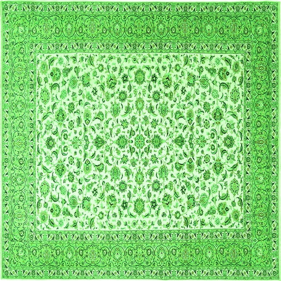 Ahgly Company Indoor Square Persian Green Traditional Area Rugs, 3' Square