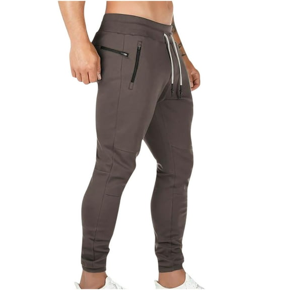 Ernkv Sports Pants for Men Soft Relaxed Fit Casual Wear Elastic Waist Solid Color Comfy Lounge Casual Fashion Fall Spring Trousers Full Length Pants with Pocket Coffee L