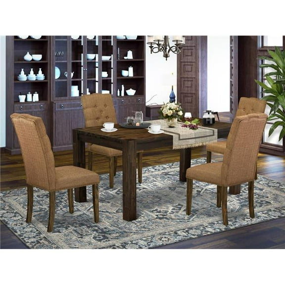 5 Piece Celina Dining Room Table Set - Distressed Jacobean