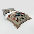 thumbnail image 2 of Ambesonne Rustic Bedding Set 4 Pcs, Modern Botanical Wild Floral, King, Warm Taupe Dark Blue Ruby, 2 of 2