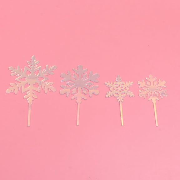 ADDHAT Winter Cake Toppers Acrylic Sky-Blue 12Pcs 4.3x3.1x0.08In