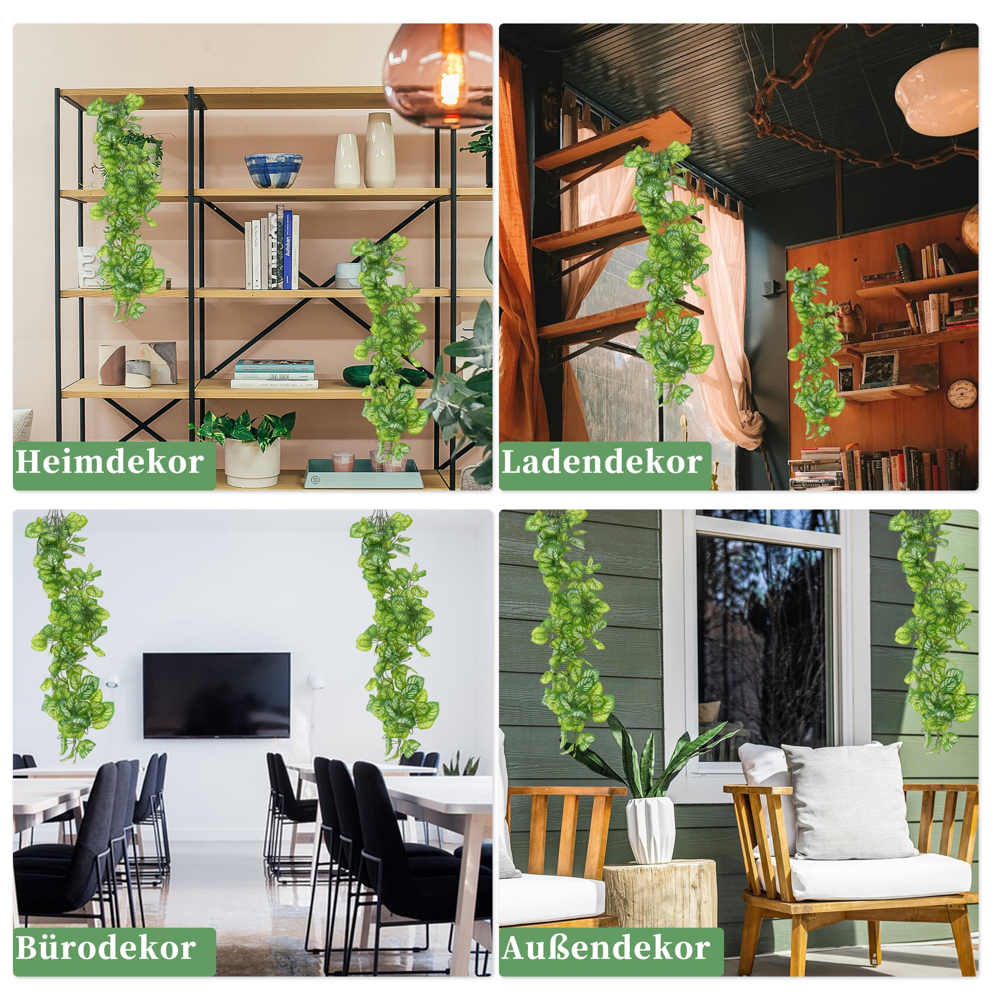 Unique Bargains 2pcs Fake Vines 39.37" Faux Greenery Leaves for Home Decor
