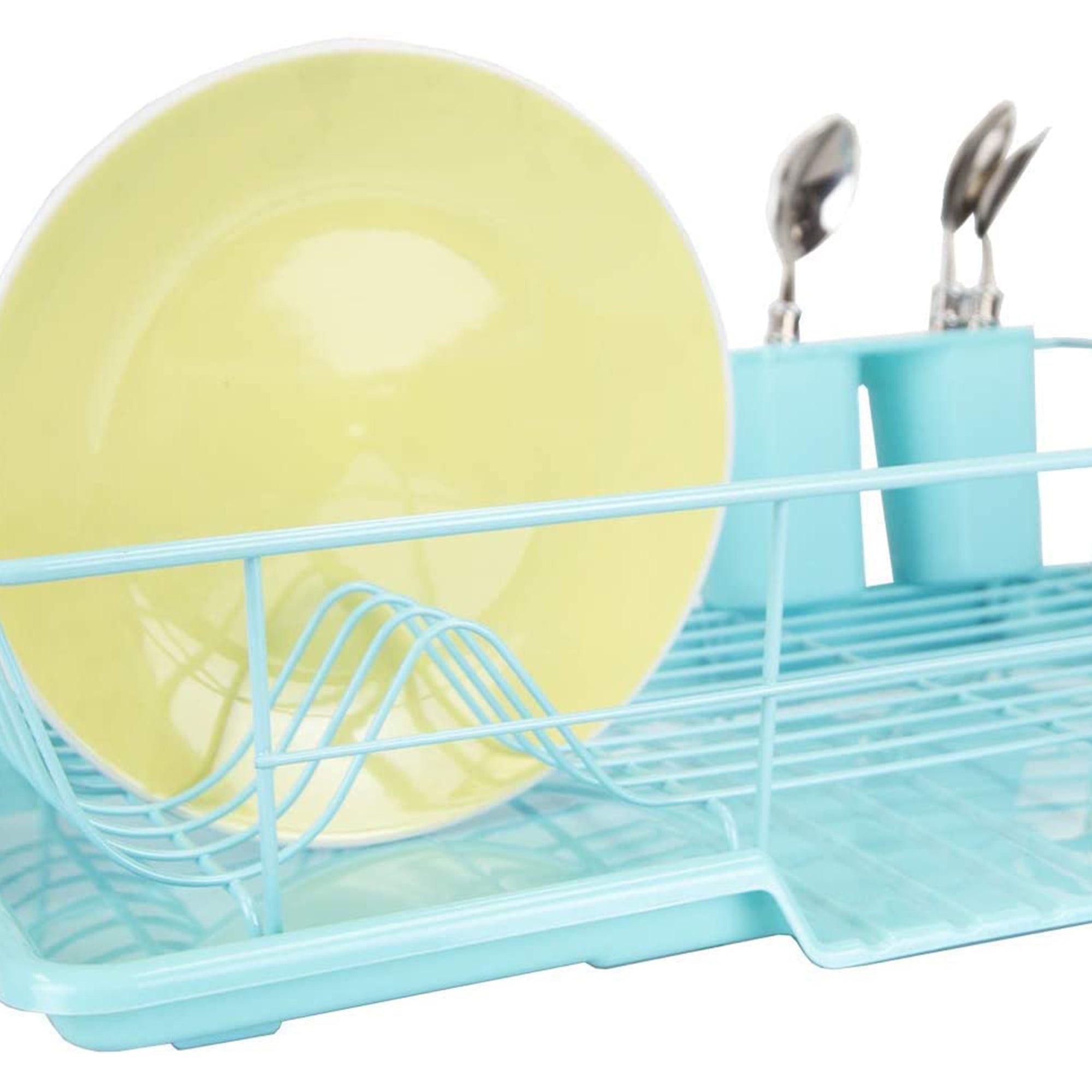 JOEY'Z Extra Large Silver 3 Piece Dish Rack Sink Set with Removable  Drainboard & Utensil Holder - Heavy Duty Coated Wire - 19 x 12 x 5