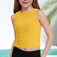thumbnail image 2 of Glisme Girls Tops Size 5-6 Years Ribbed Knit Yoga Tank Sleeveless T-Shirts Summer Athletic Workout Cropped Top For Sports Fitness Basic Yellow Graphic Tee, 2 of 5