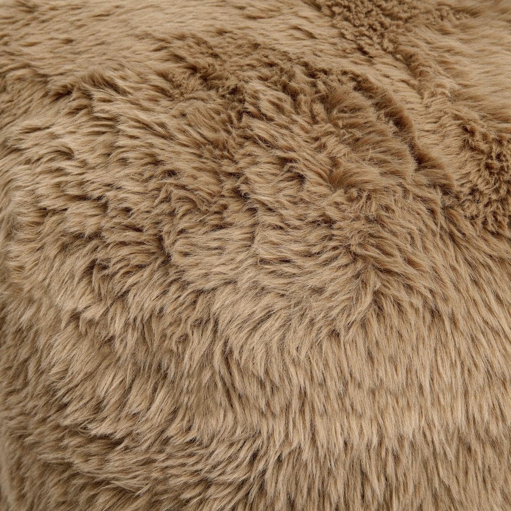 TOV Furniture Britt Dark Taupe Vegan Shearling Ottoman