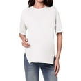 thumbnail image 3 of Deago Women's Maternity T Shirts Short Sleeve Side Split Zipper Pregnancy Tops Casual Crew Neck Pregnant Tees Mama Clothes (White, L), 3 of 9