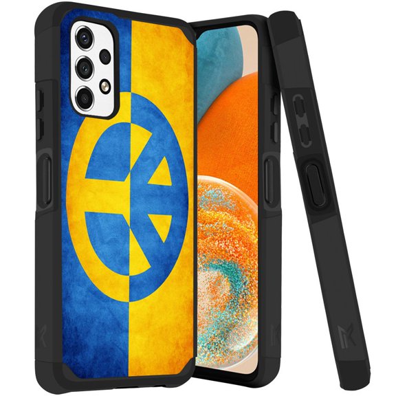 ANJ  Rugged Dual Layered Shockproof Slim Hybrid Case   Tempered Glass Cover Compatible with Samsung Galaxy A23 5G - Peace for Ukraine