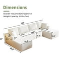 thumbnail image 3 of 140 '' Oversized U-Shaped Chaise Sofa Modern Modular Cloud Couch with Deep Seating Upholstered Sofa for Living Room Bedroom,No Assembly Required, White(Teddy Fabric), 3 of 9