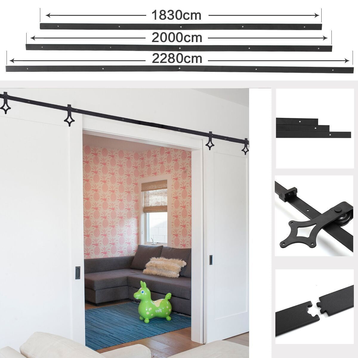 Kepooman 6 ft Sliding Barn Door Hardware Kit, Carbon Steel Door Track Hardware Tools - Fit 35" Wide Door Panel Kepooman 6 ft Sliding Barn Door Hardware Kit, Carbon Steel Door Track Hardware Tools - Fit 35" Wide Door Panel