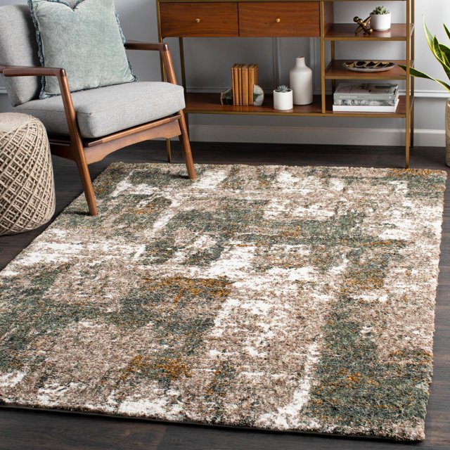 Mark&Day Area Rugs, 6x9 Duizel Modern Dark Green Area Rug (6'7" x 9