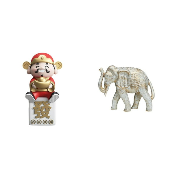 Figura de escritorio,Figura de Dios de la Fortuna de dibujos animados,regalo Feng Shui,Linda estatua del Dios de la Riqueza para decoración del hogar,Figura de elefante,Escultura rústica de