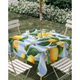 thumbnail image 3 of Square Outdoor Tablecloth with Umbrella Hole Yellow Lemon Outside Table Cloth Waterproof Patio Table Cover Rustic Summer Fruit Blue Strip Watercolor Zipper Tablecloths for Picnic Camping 60x60 Inch, 3 of 8