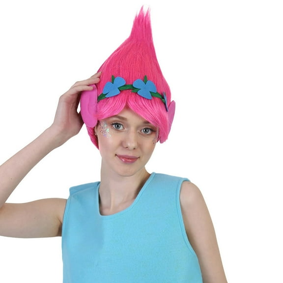 HPO Adult Unisex Magical Troll Princess Pink Updo Wig , Pink Color Cosplay Wig , Synthetic Fiber