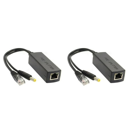 2X Gigabit Mini PoE Splitter 10/100/1000Mbps POE Splitter DC Output 12V Power over Ethernet IEEE 802.3af Black