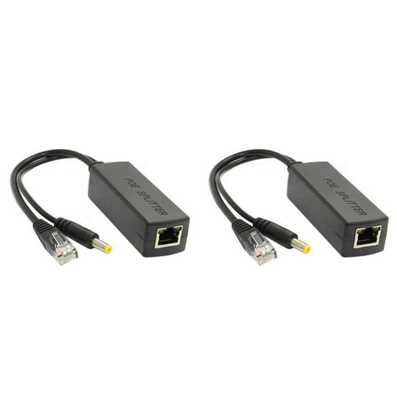 2X Gigabit Mini PoE Splitter 10/100/1000Mbps POE Splitter DC Output 12V Power over Ethernet IEEE 802.3af Black