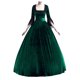 thumbnail image 1 of Gibobby Vestidos de fiesta Vestidos vintage de mujer con cuello cuadrado de encaje de retazos de manga cuartos hasta el suelo vestidos góticos de（Verde， L), 1 of 5