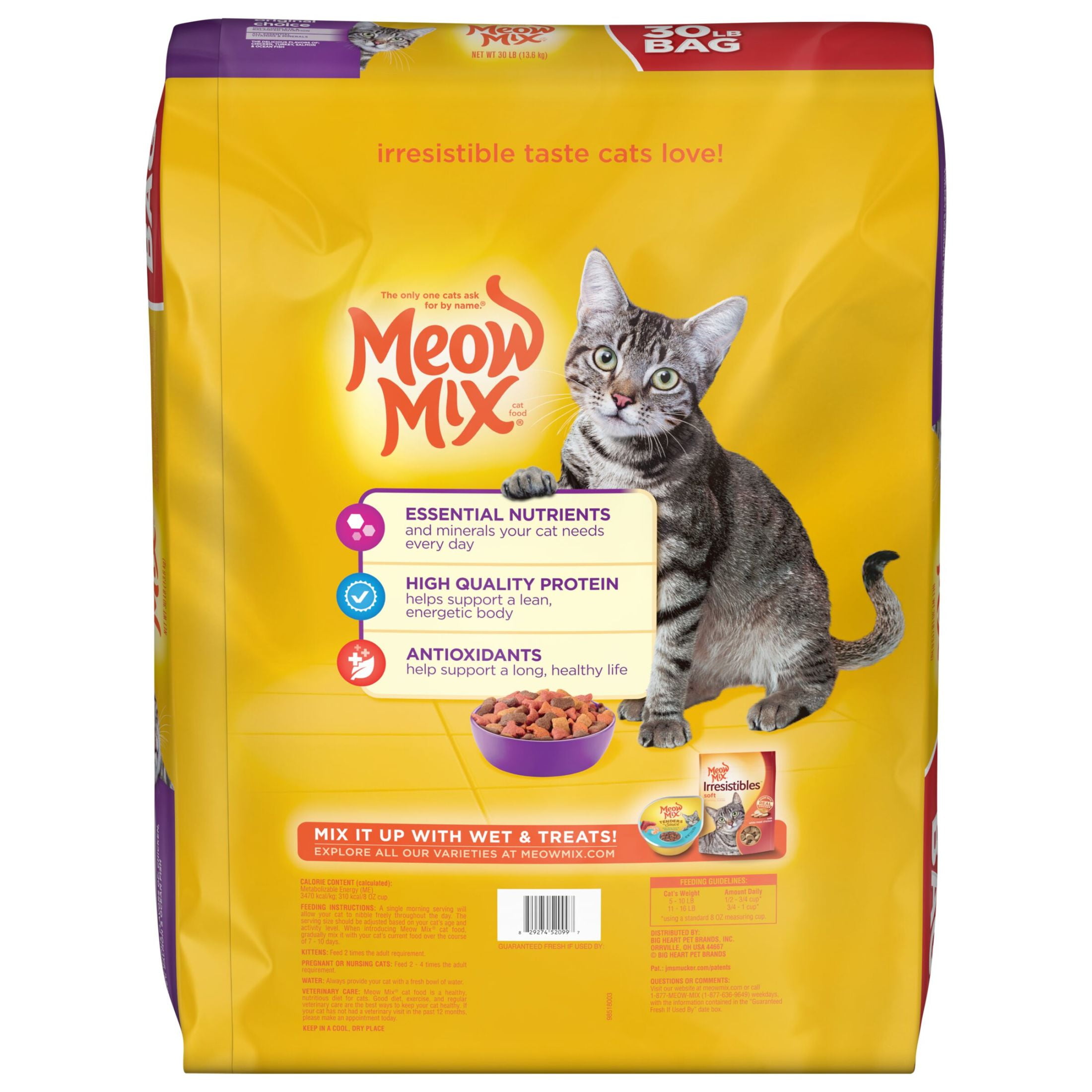 Meow Mix Original Choice 30lb Dry Cat Food Premium Protein Essential Fatty Acids 100 Balanced Nutrition Walmart