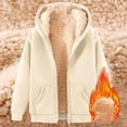 thumbnail image 2 of Dyfzdhu Fleece Jackets for Women Long Sleeve Zip Up Hoodie Winter Thermal Sherpa Lined Hooded Sweatshirt Coat with Pocket Beige, 2 of 3