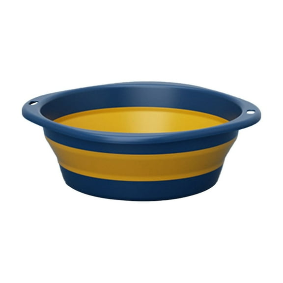 Collapsible Wash Basin, Portable Folding Dish Pans for Kitchen Sink, for Camping BBQ Prep Tub Washing Bucket, 9.1x9.1x2.56in, Dark Blue