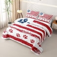 thumbnail image 3 of Homewish Vintage Dog Paws Quilt King,Retro Us Flag King Coverlet Set,Red Stripes Decor,3 Pieces, 3 of 7