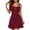 Wine, variant on Kukoosong Women's Lace Spaghetti Strap Mini Dress, Scoop Neck Ribbed Knit Cami Dress, Solid Color Front Buttons Slim Fit A-Line Night Out Short Sundress