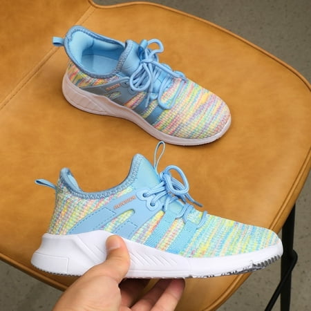 Kushyshoo Kids Sneakers Rainbow Blue Running Tennis Athletic Shoes for Girls Size 12 (Little Kid)