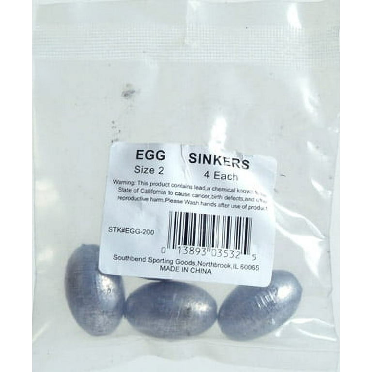 South Bend Large Egg Sinkers Fishing Weights Terminal Tackle, 3 oz., 5-pack
