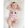 thumbnail image 4 of Infant Newborn Baby Girls Fourth of July Outfits Sleeveless Frill Smocked Romper + Headband Set Newborn Clothes, 4 of 9