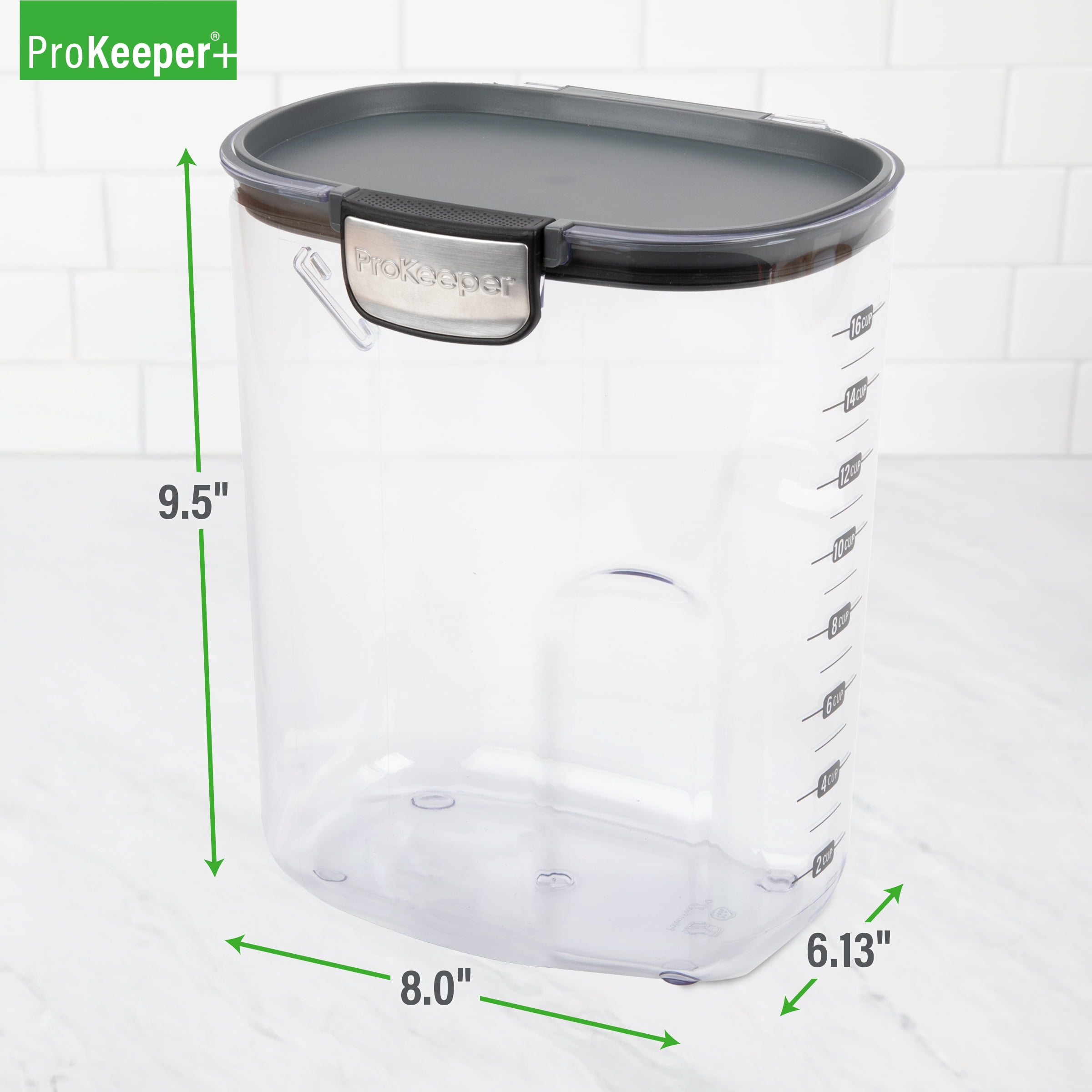Flour ProKeeper+ Airtight Flour Storage Container with Magnetic Leveler and Stainless-Steel Latch, 5 lb Capacity, Ideal Use for Pantry Organization and Food Storage